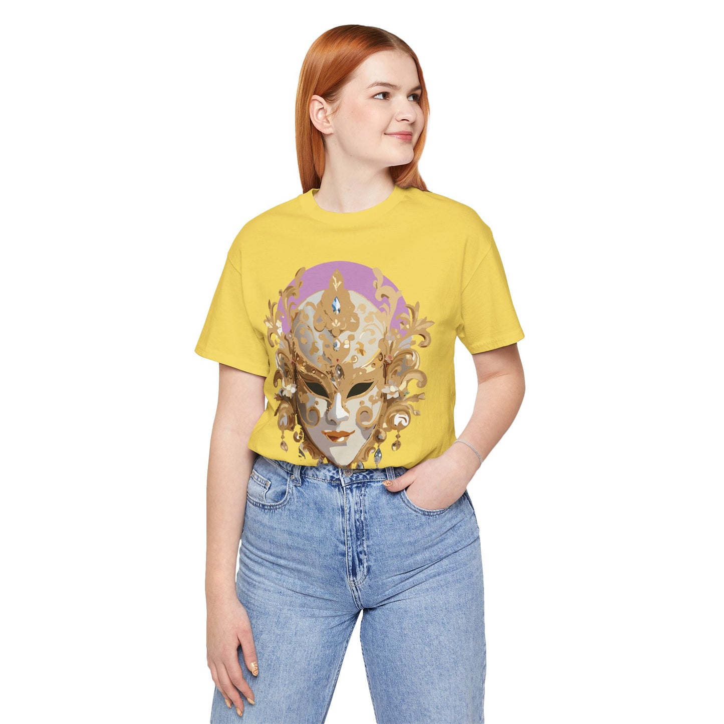 Mask Shirt, Shirt with Mask, Tee Shirt with Gold Face