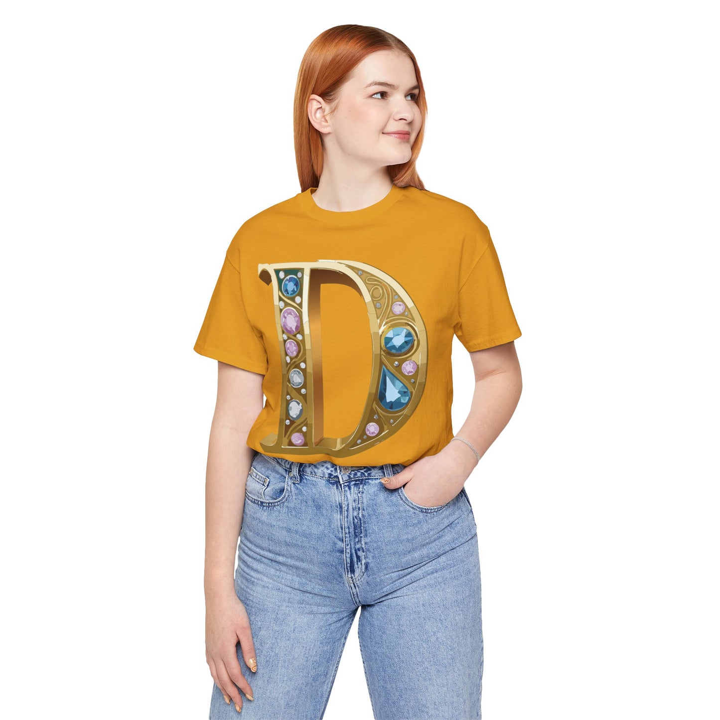 Letter Shirt, Shirt with Letters, Tee Shirt with Gold Letter, Shirt with Antique Letters