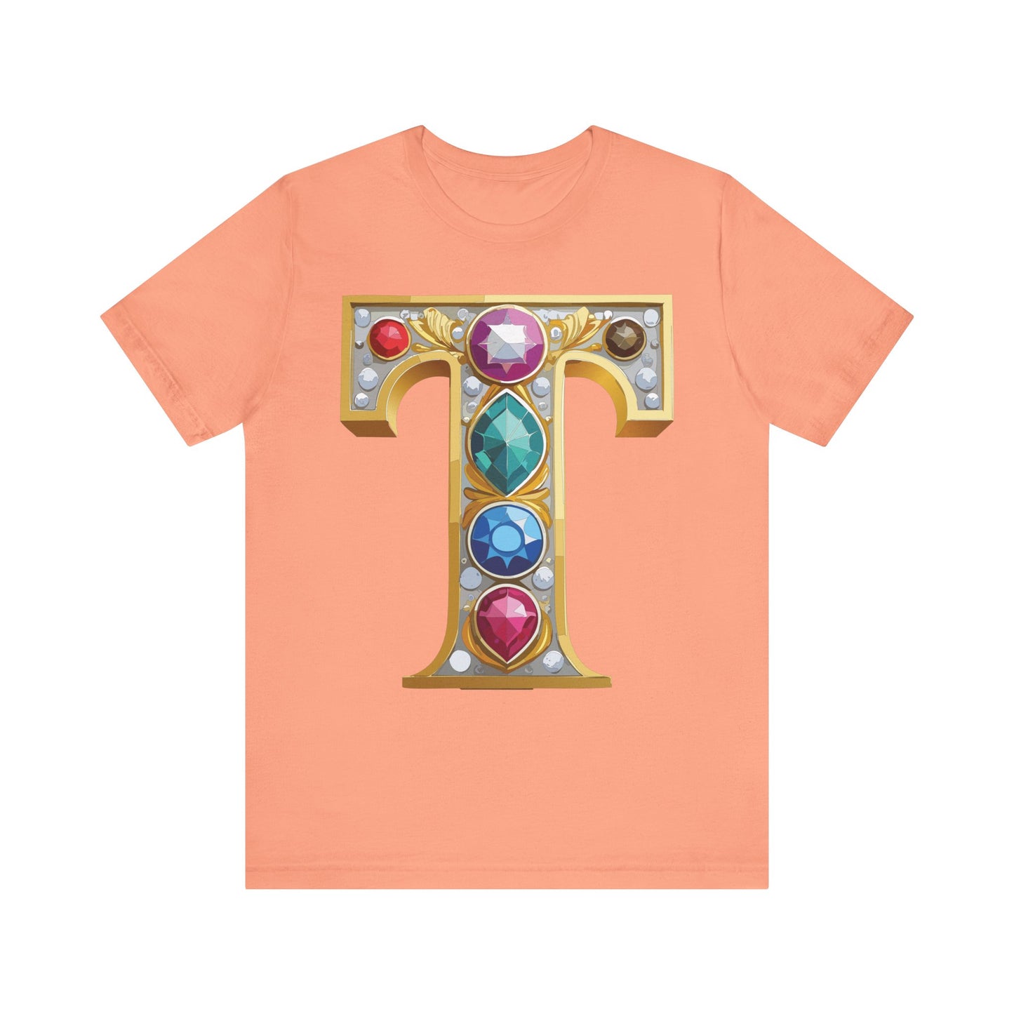Letter Shirt, Shirt with Letters, Tee Shirt with Gold Letter, Shirt with Antique Letters