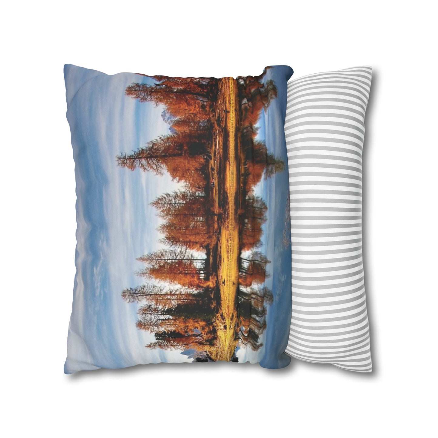 Faux Suede Square Pillowcase with Landscape