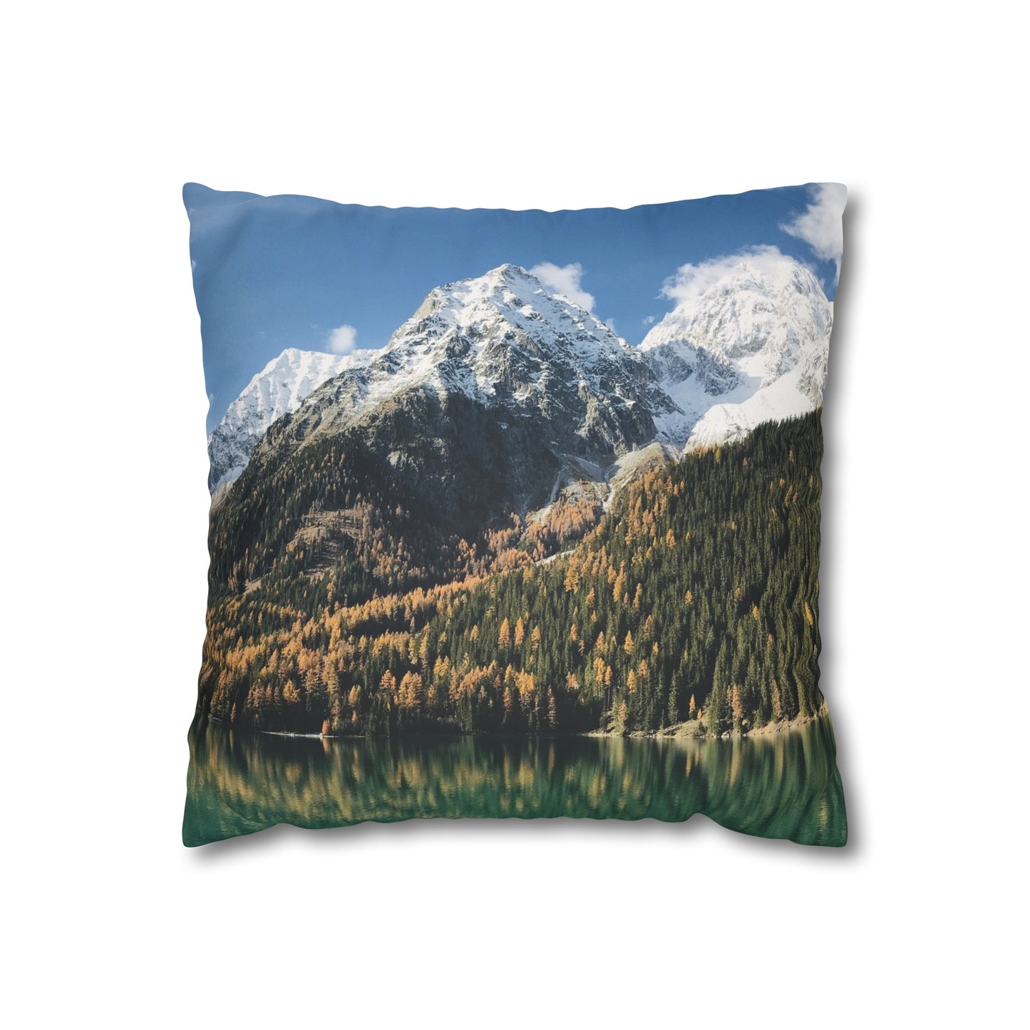 Faux Suede Square Pillowcase with Landscape