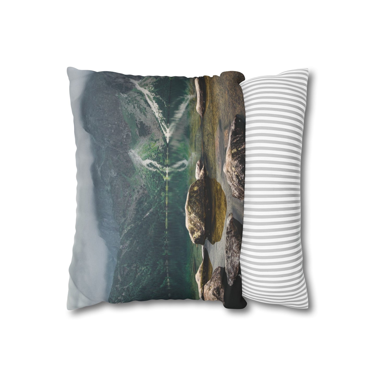 Faux Suede Square Pillowcase with Landscape