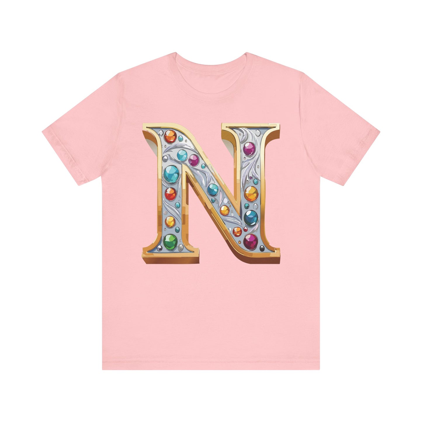 Letter Shirt, Shirt with Letters, Tee Shirt with Gold Letter, Shirt with Antique Letters