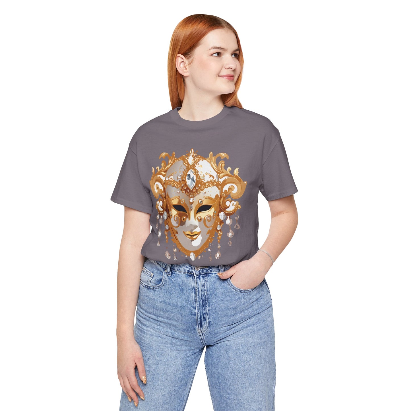 Mask Shirt, Shirt with Mask, Tee Shirt with Gold Face