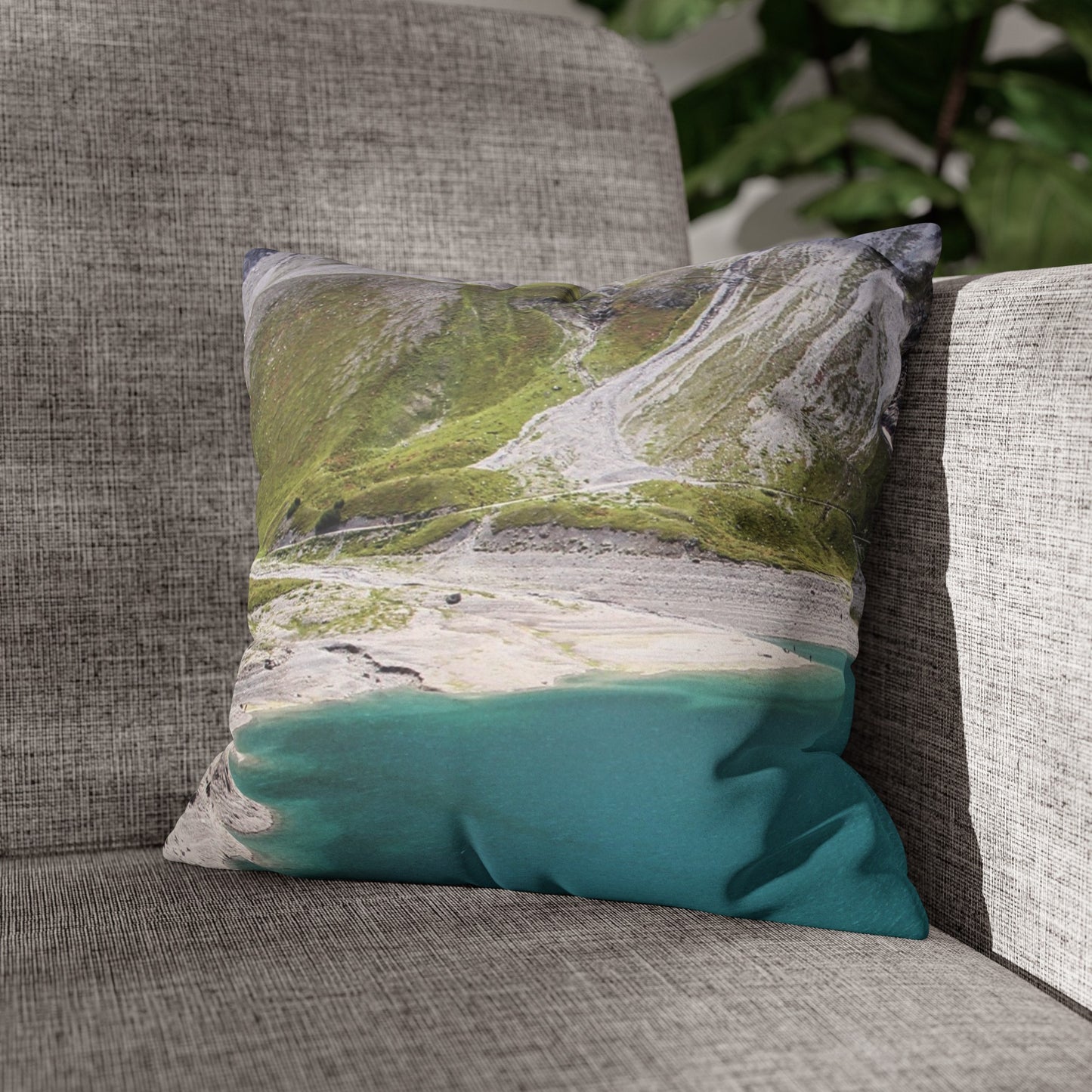 Faux Suede Square Pillowcase with Landscape