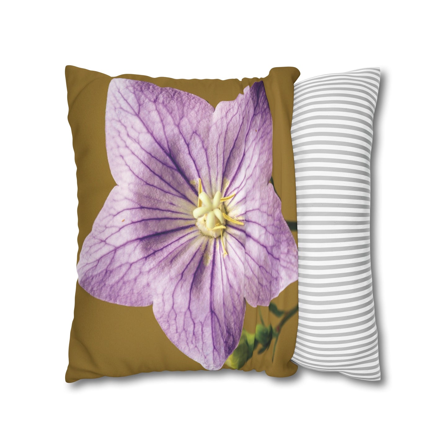 Floral Faux Suede Square Pillowcase