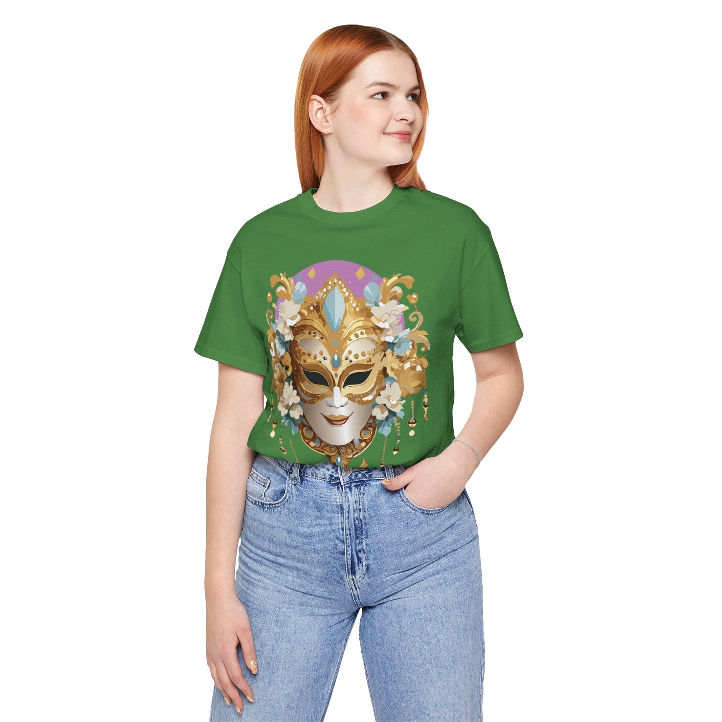 Mask Shirt, Shirt with Mask, Tee Shirt with Gold Face
