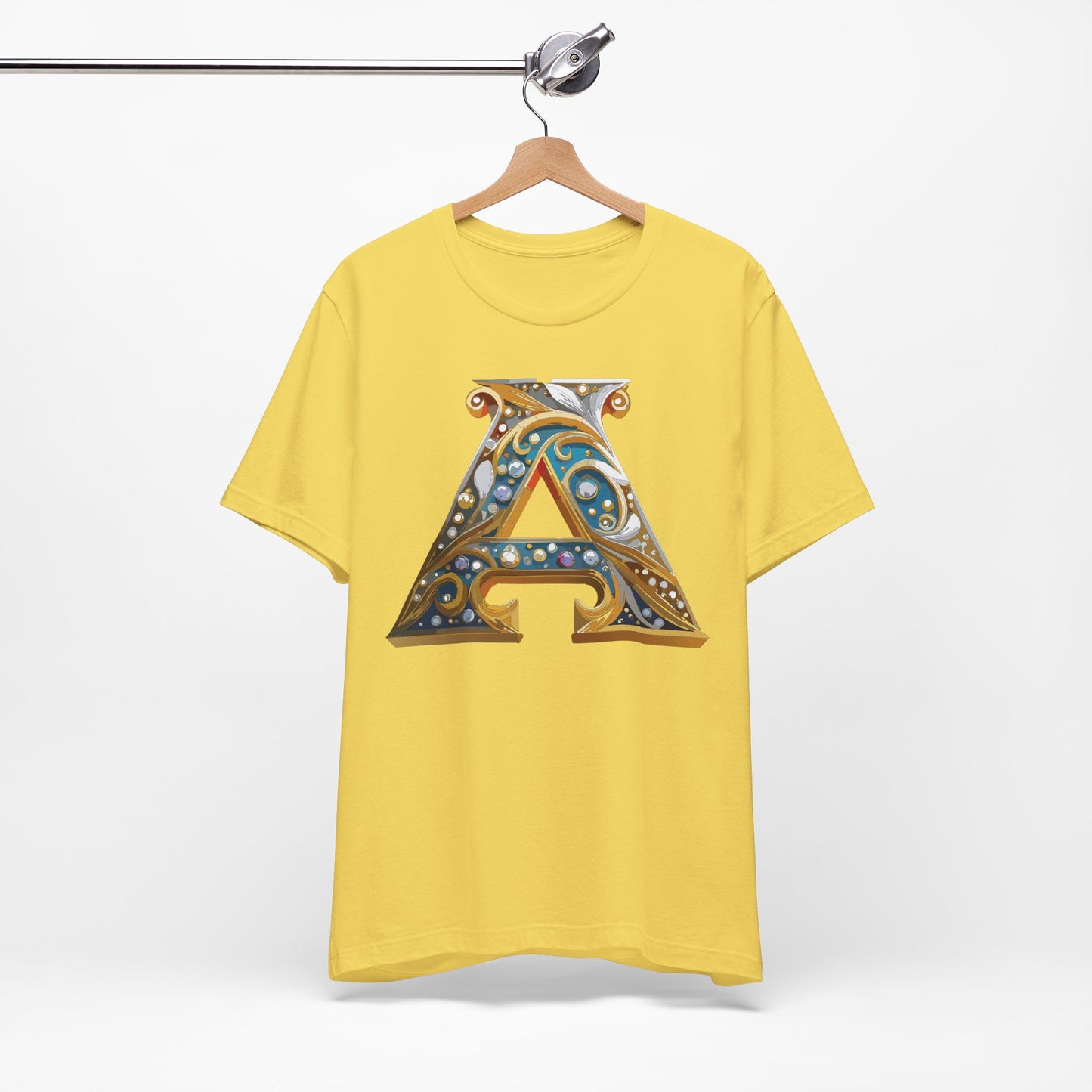 Letter Shirt, Shirt with Letters, Tee Shirt with Gold Letter, Shirt with Antique Letters