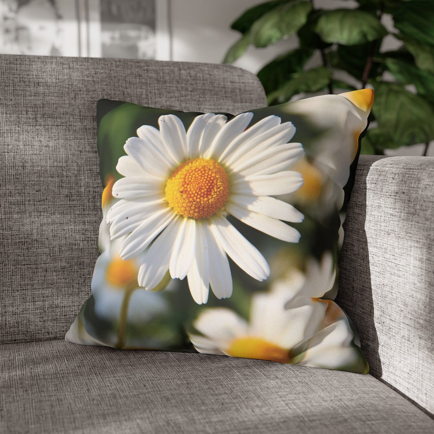 Floral Faux Suede Square Pillowcase