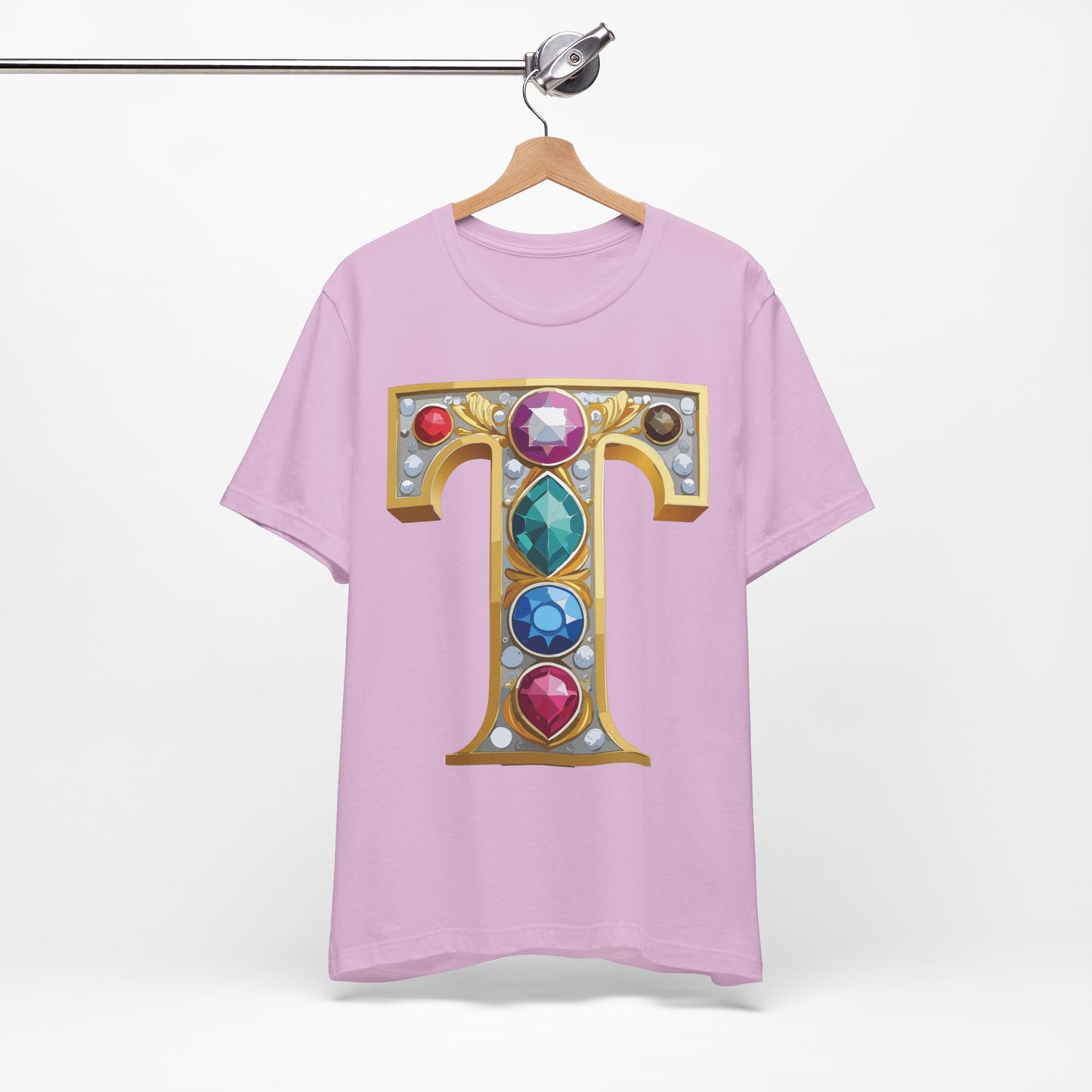 Letter Shirt, Shirt with Letters, Tee Shirt with Gold Letter, Shirt with Antique Letters