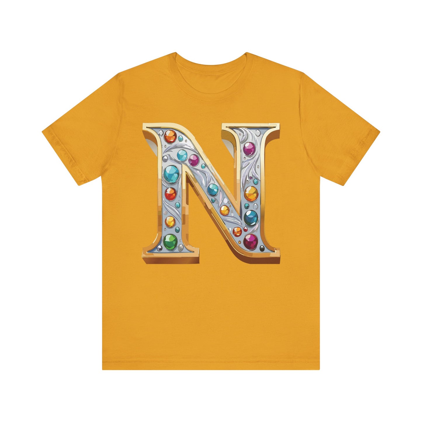 Letter Shirt, Shirt with Letters, Tee Shirt with Gold Letter, Shirt with Antique Letters