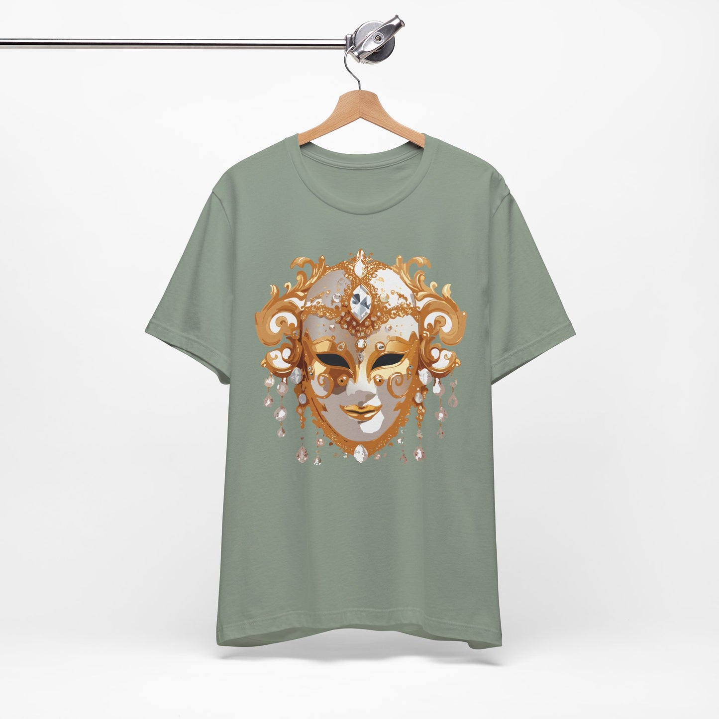 Mask Shirt, Shirt with Mask, Tee Shirt with Gold Face