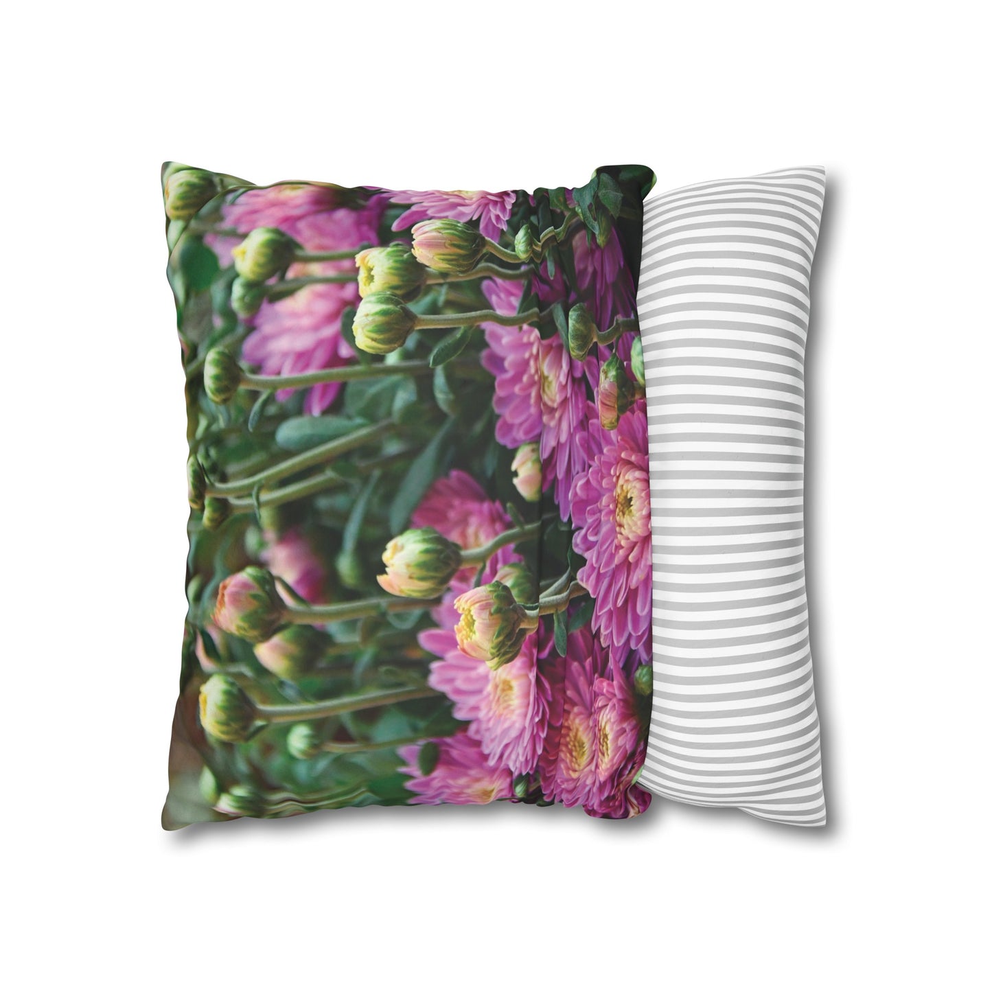 Floral Faux Suede Square Pillowcase