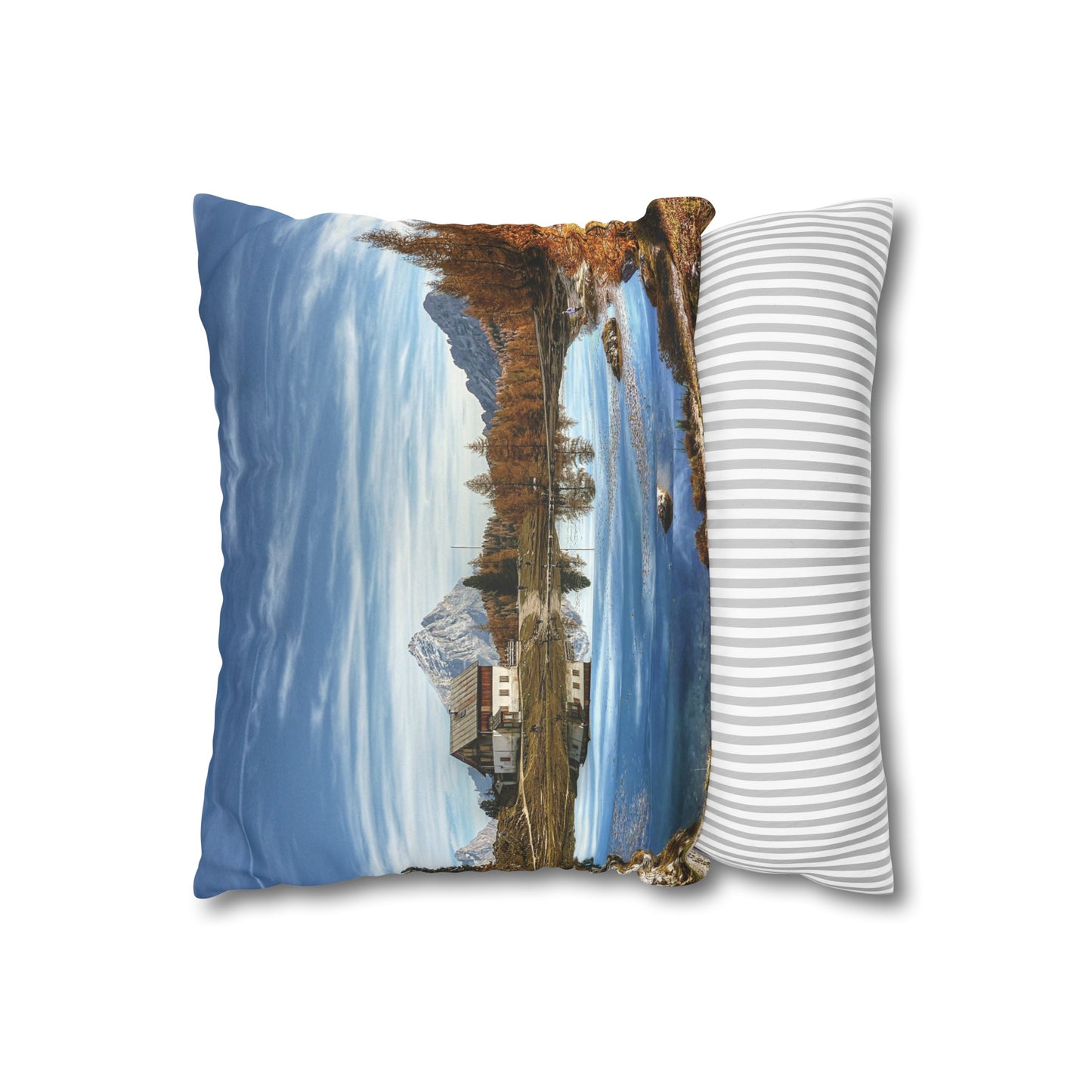 Faux Suede Square Pillowcase with Landscape