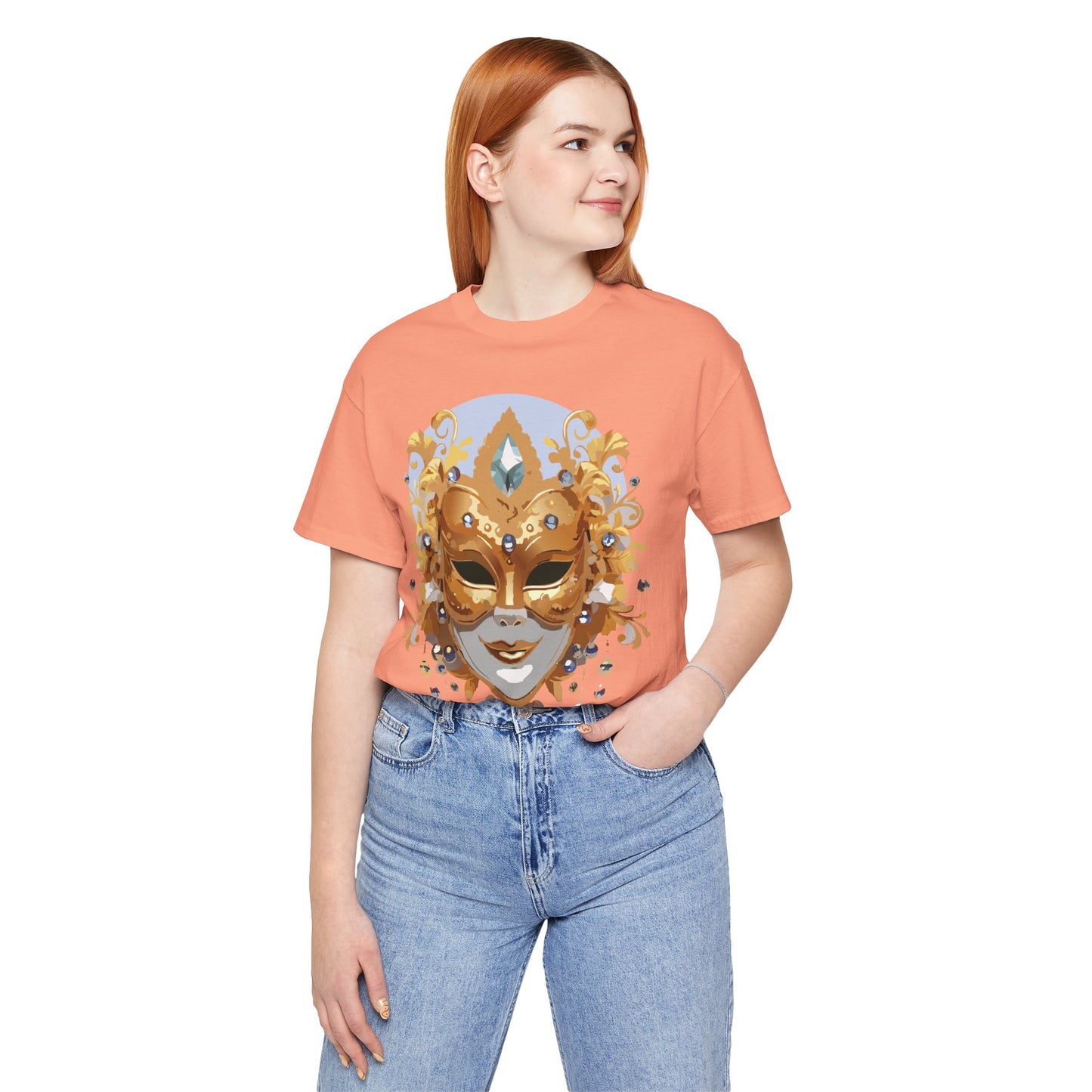 Mask Shirt, Shirt with Mask, Tee Shirt with Gold Face