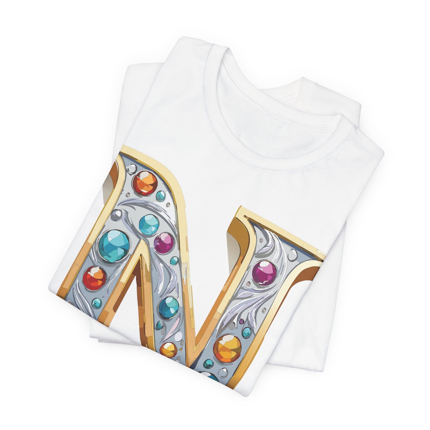 Letter Shirt, Shirt with Letters, Tee Shirt with Gold Letter, Shirt with Antique Letters