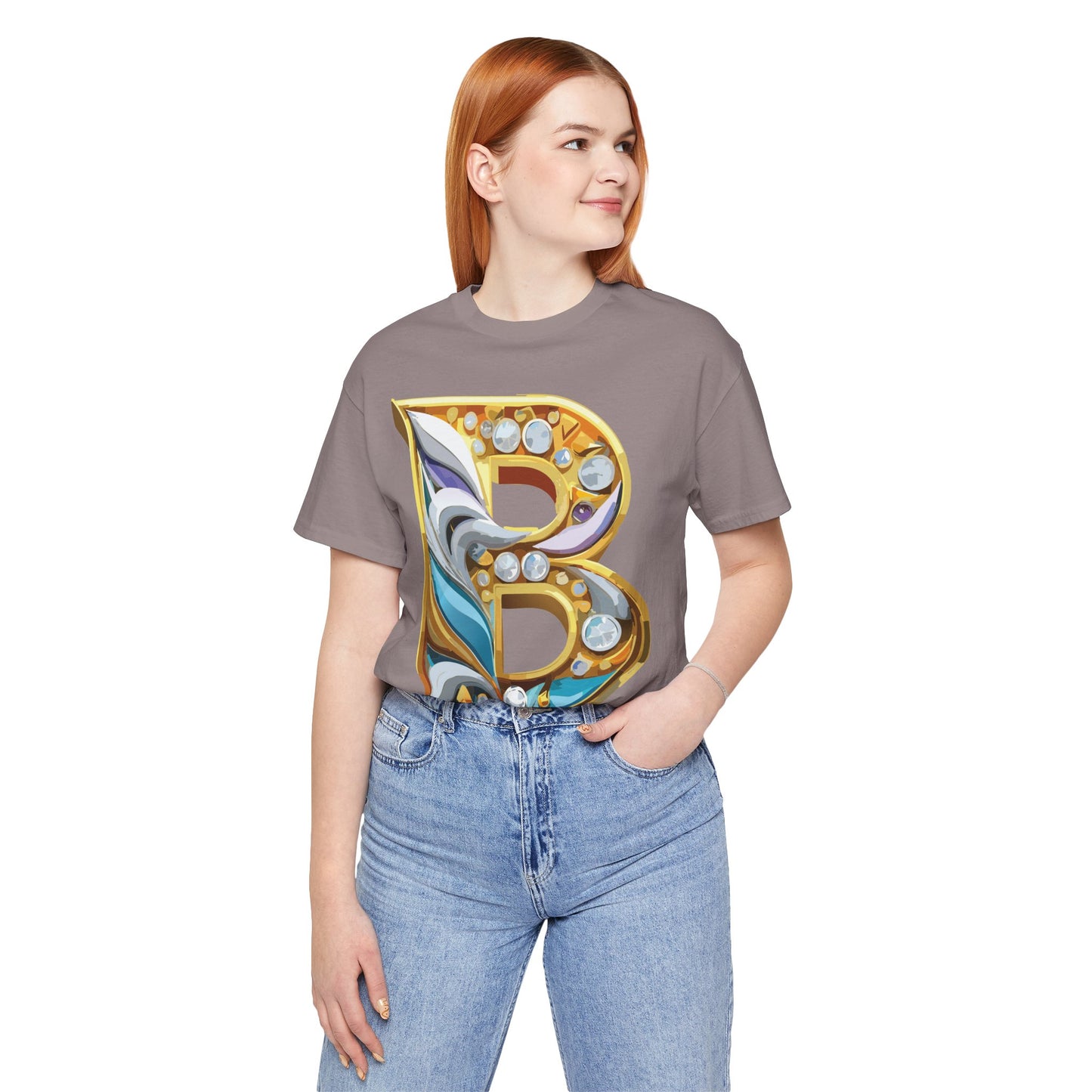 Letter Shirt, Shirt with Letters, Tee Shirt with Gold Letter, Shirt with Antique Letters