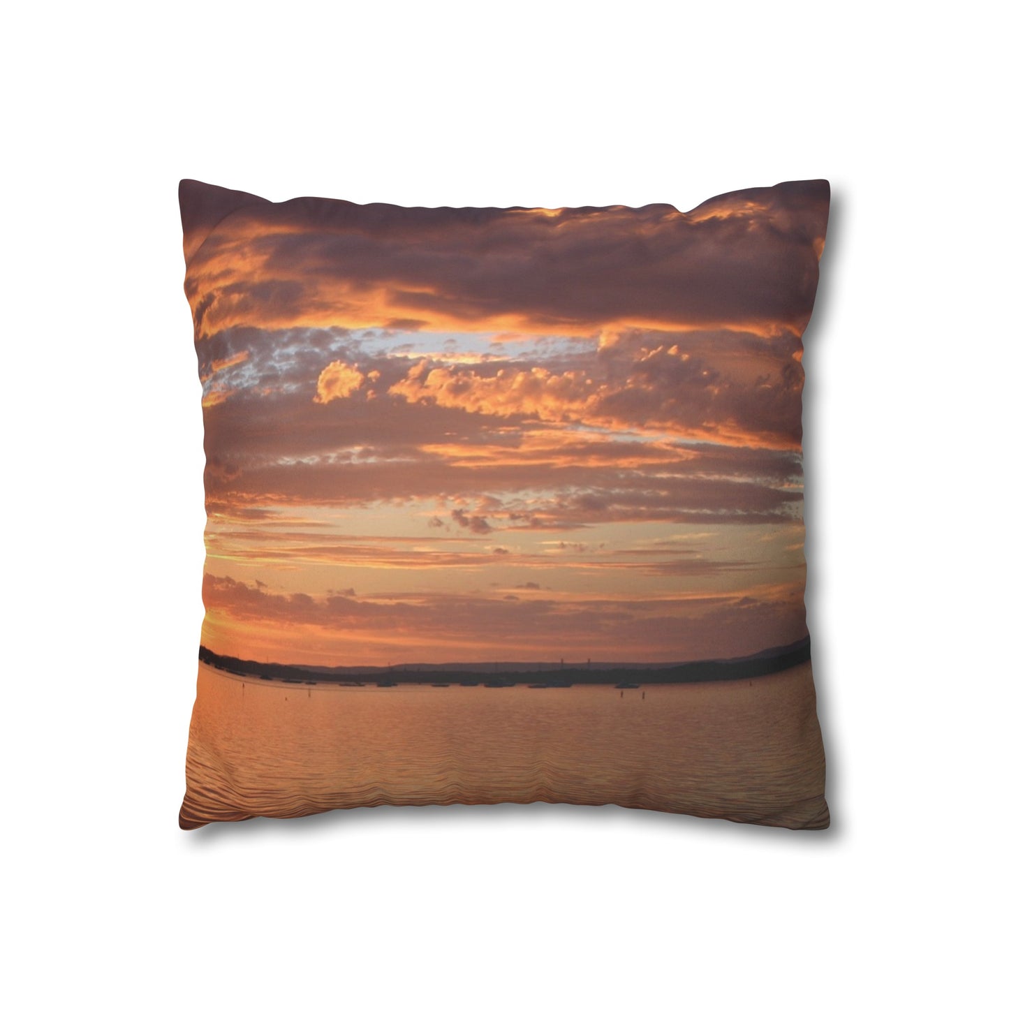 Faux Suede Square Pillowcase with Landscape