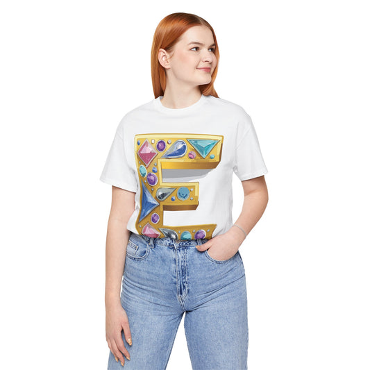 Letter Shirt, Shirt with Letters, Tee Shirt with Gold Letter, Shirt with Antique Letters