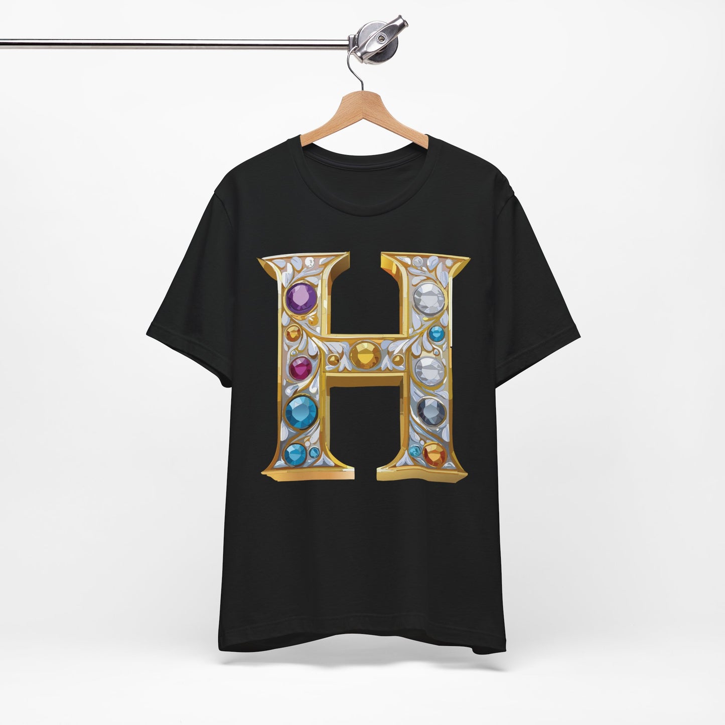Letter Shirt, Shirt with Letters, Tee Shirt with Gold Letter, Shirt with Antique Letters