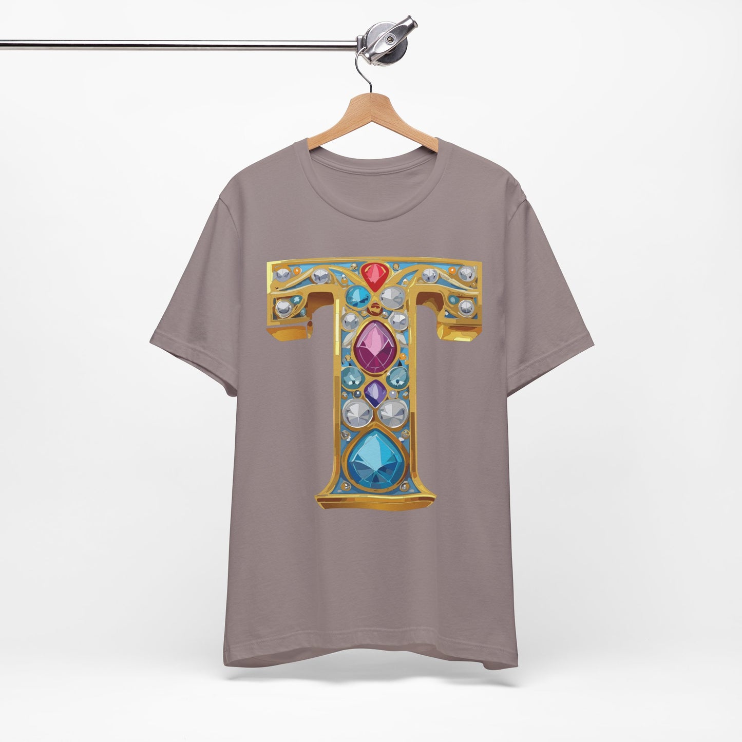 Letter Shirt, Shirt with Letters, Tee Shirt with Gold Letter, Shirt with Antique Letters