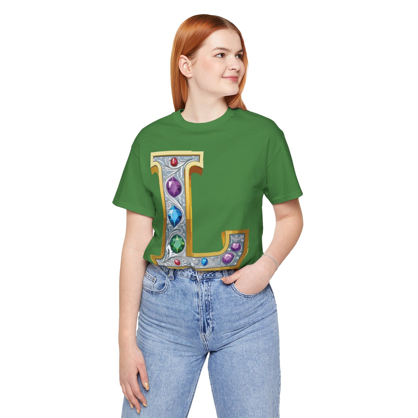 Letter Shirt, Shirt with Letters, Tee Shirt with Gold Letter, Shirt with Antique Letters