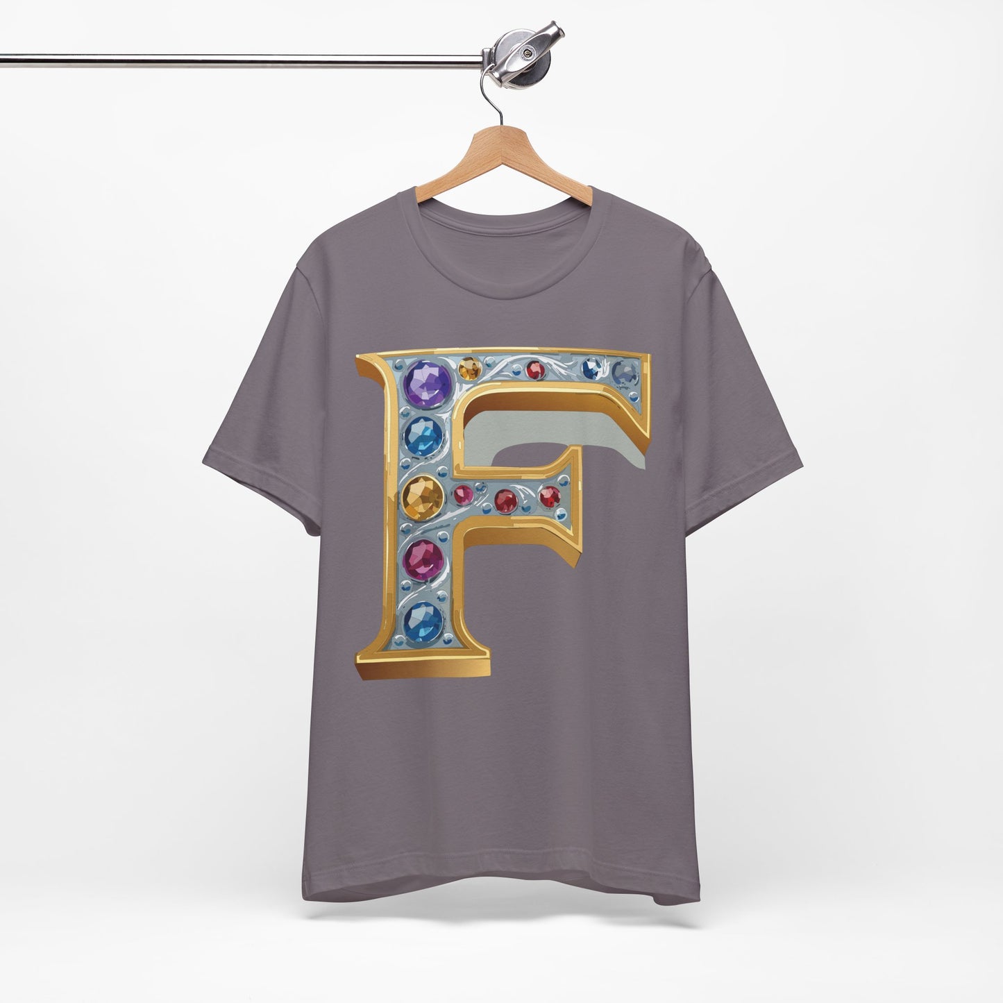 Letter Shirt, Shirt with Letters, Tee Shirt with Gold Letter, Shirt with Antique Letters