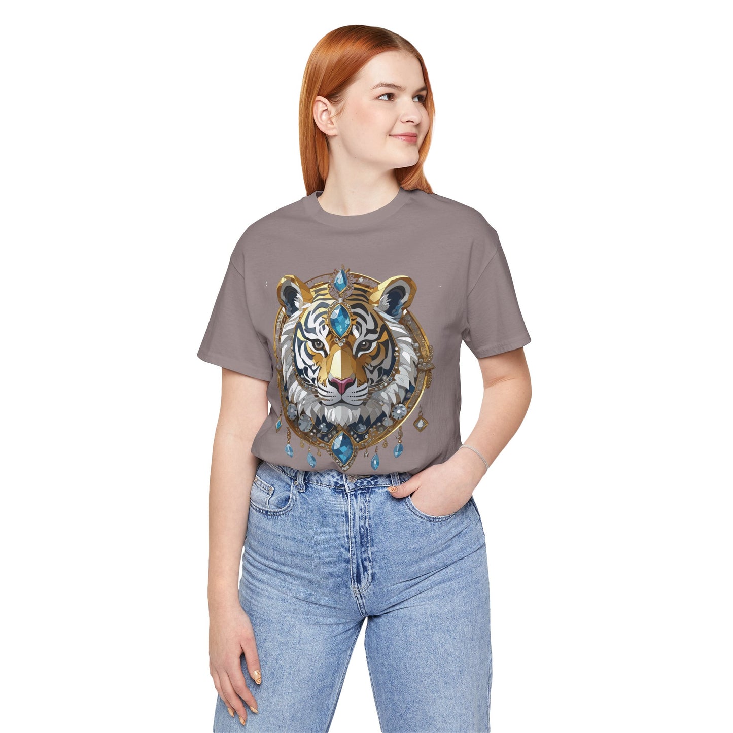 Animal Shirt, Shirt with Animal, Tee Shirt with Gold Animal Medal, Shirt with Antique Animal Medallion