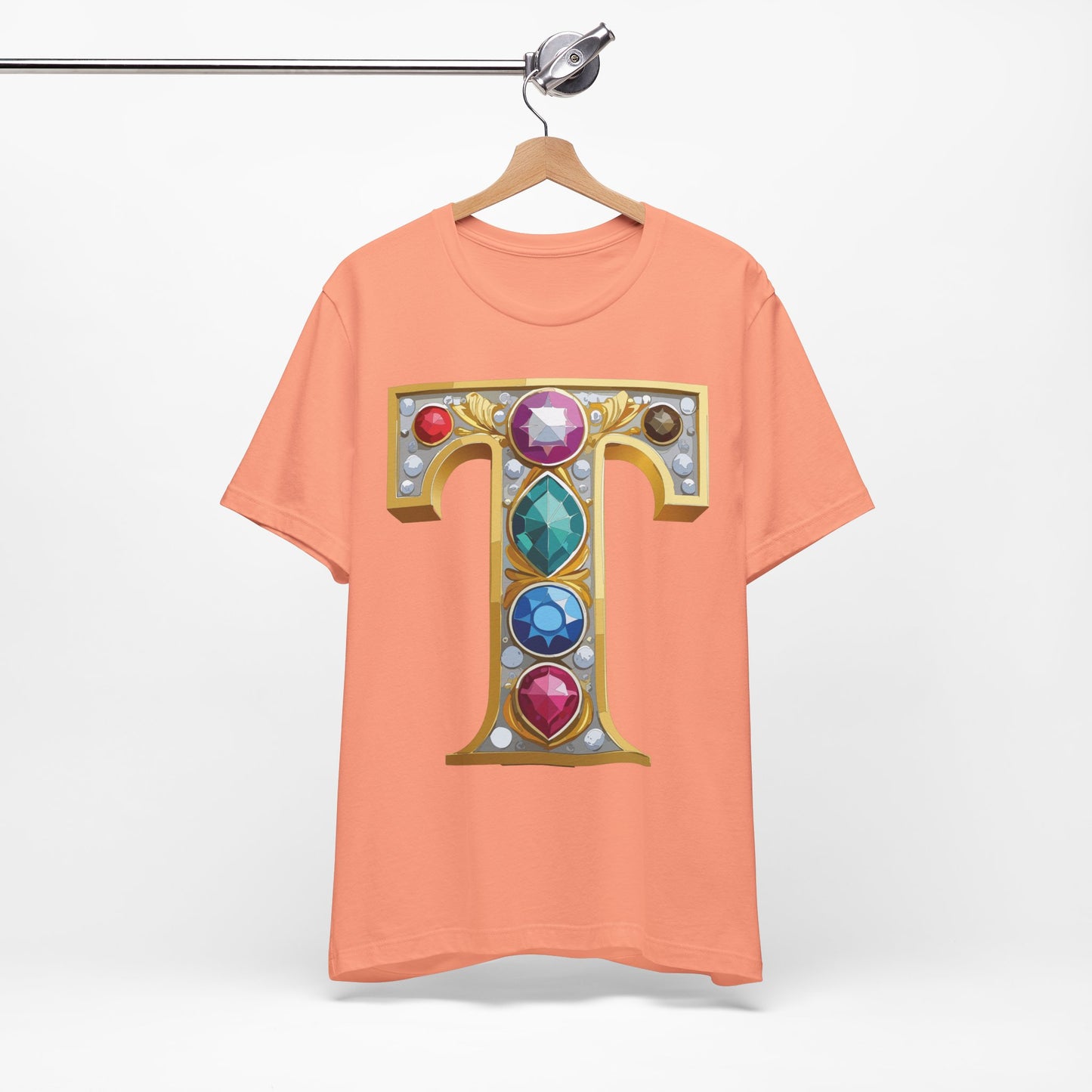 Letter Shirt, Shirt with Letters, Tee Shirt with Gold Letter, Shirt with Antique Letters