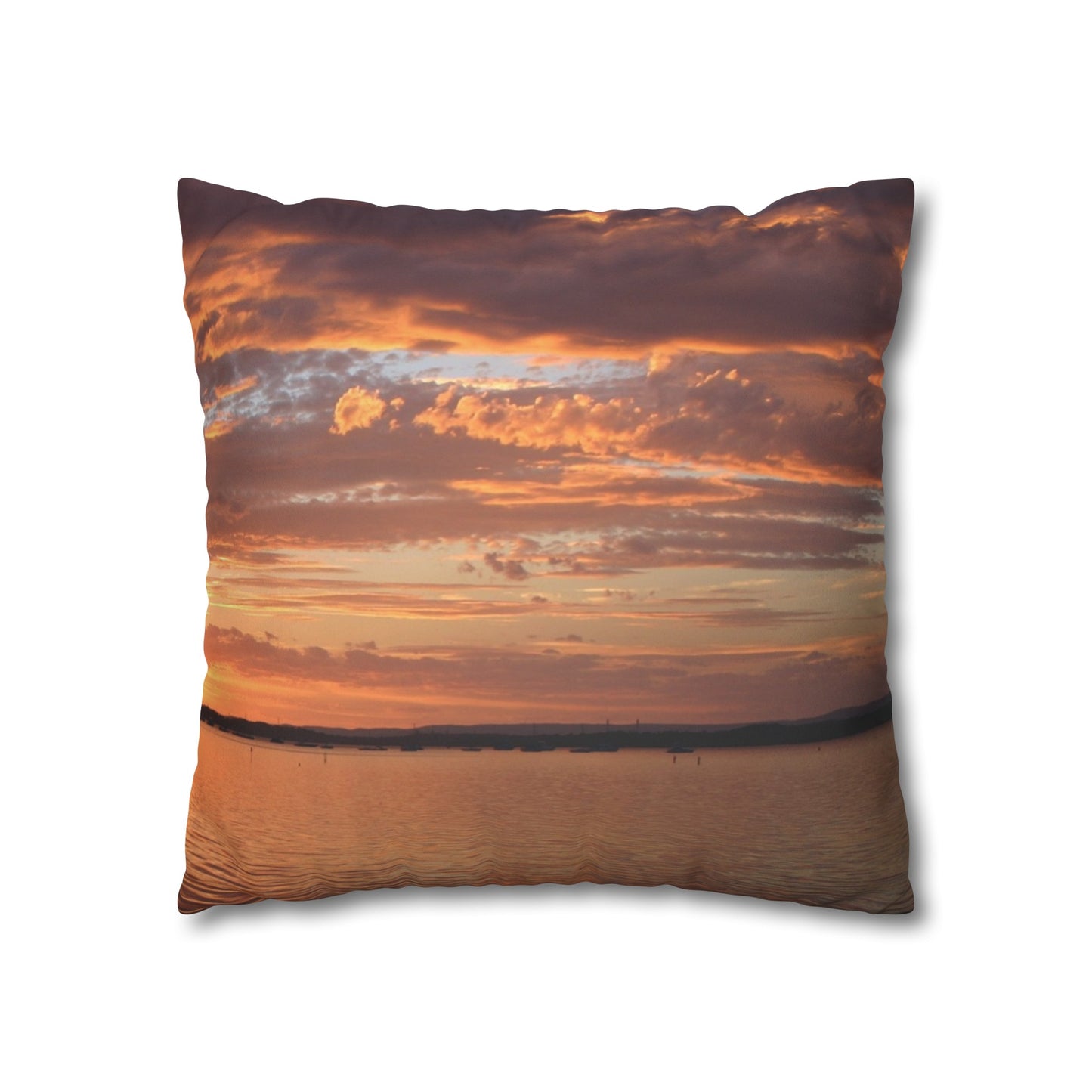 Faux Suede Square Pillowcase with Landscape