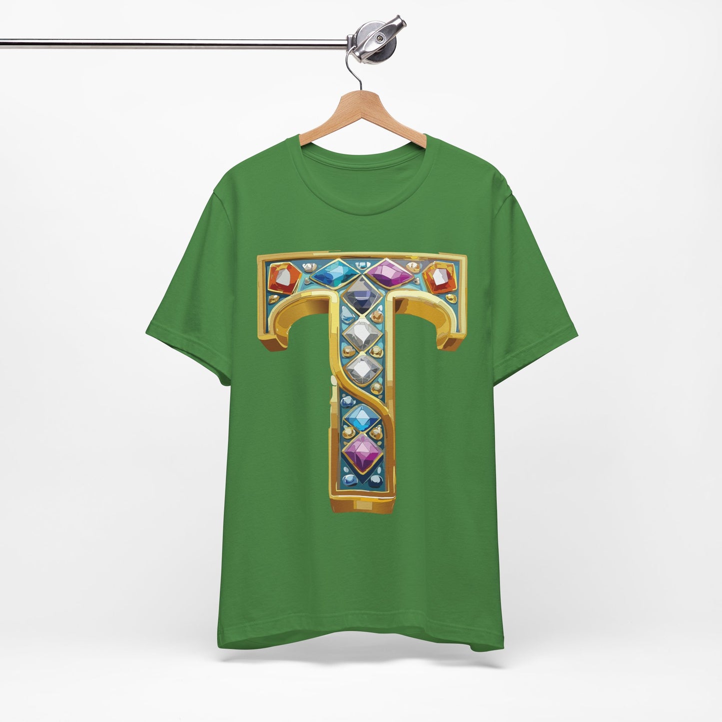 Letter Shirt, Shirt with Letters, Tee Shirt with Gold Letter, Shirt with Antique Letters