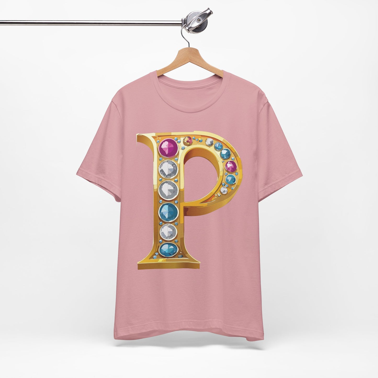 Letter Shirt, Shirt with Letters, Tee Shirt with Gold Letter, Shirt with Antique Letters