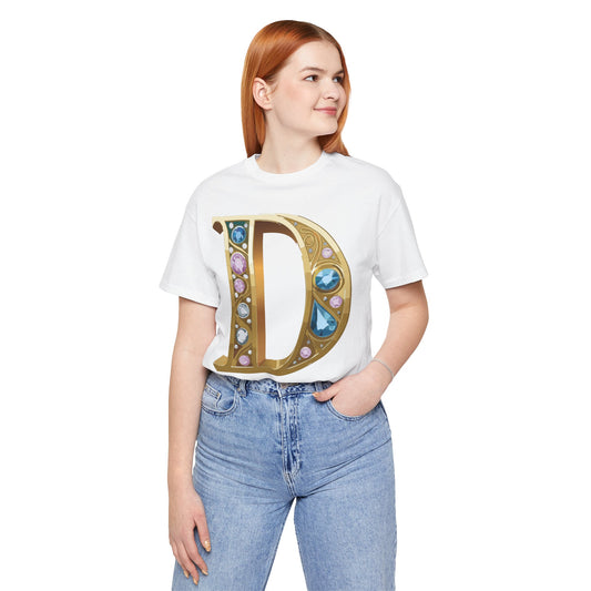 Letter Shirt, Shirt with Letters, Tee Shirt with Gold Letter, Shirt with Antique Letters