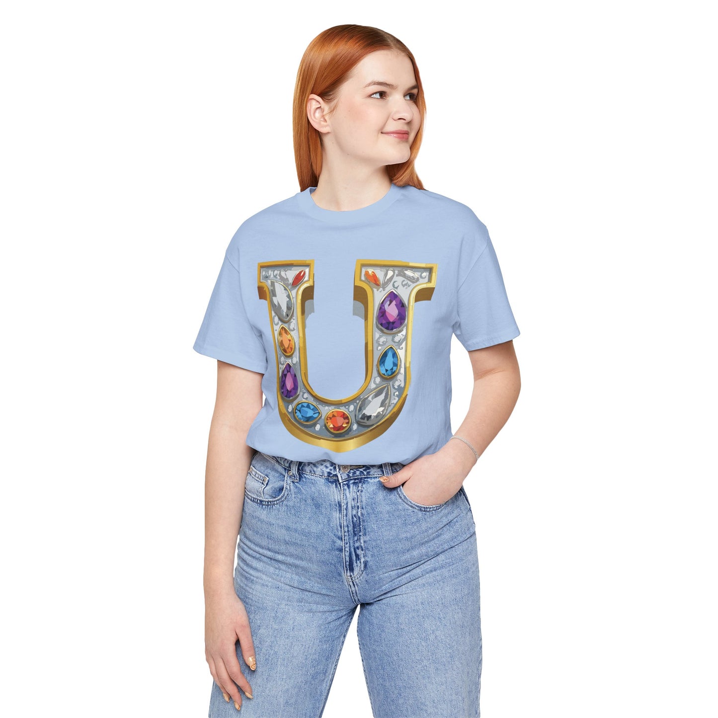 Letter Shirt, Shirt with Letters, Tee Shirt with Gold Letter, Shirt with Antique Letters