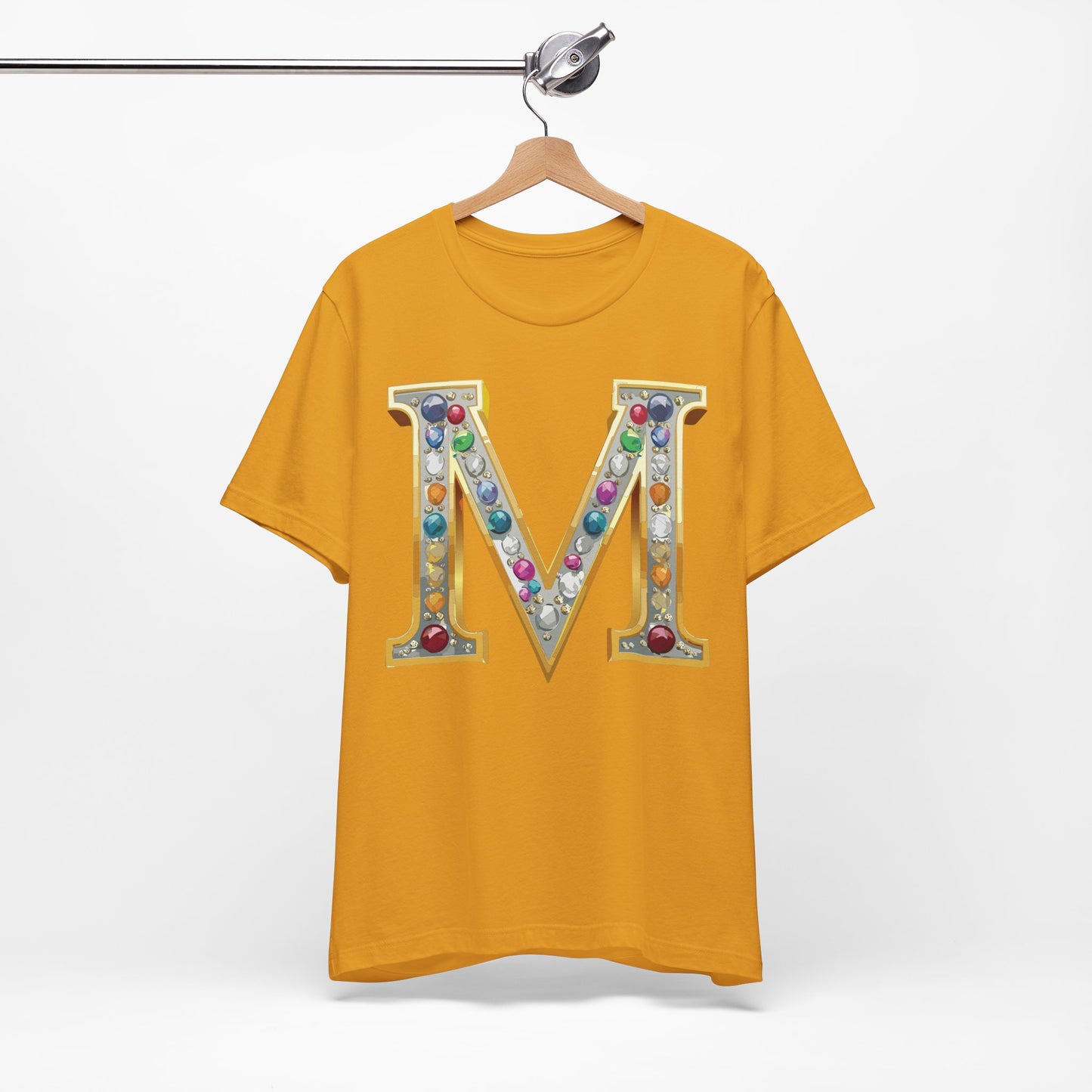 Letter Shirt, Shirt with Letters, Tee Shirt with Gold Letter, Shirt with Antique Letters