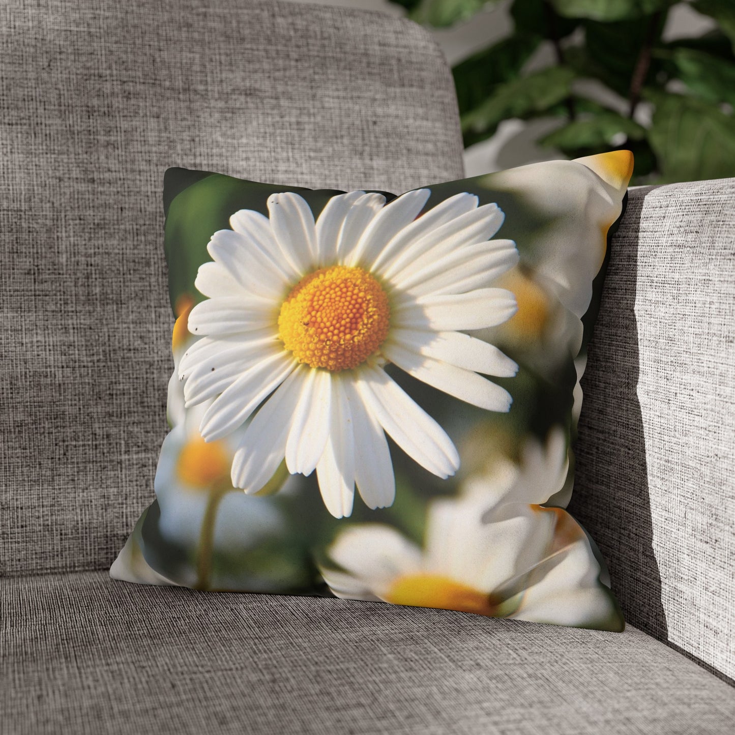 Floral Faux Suede Square Pillowcase