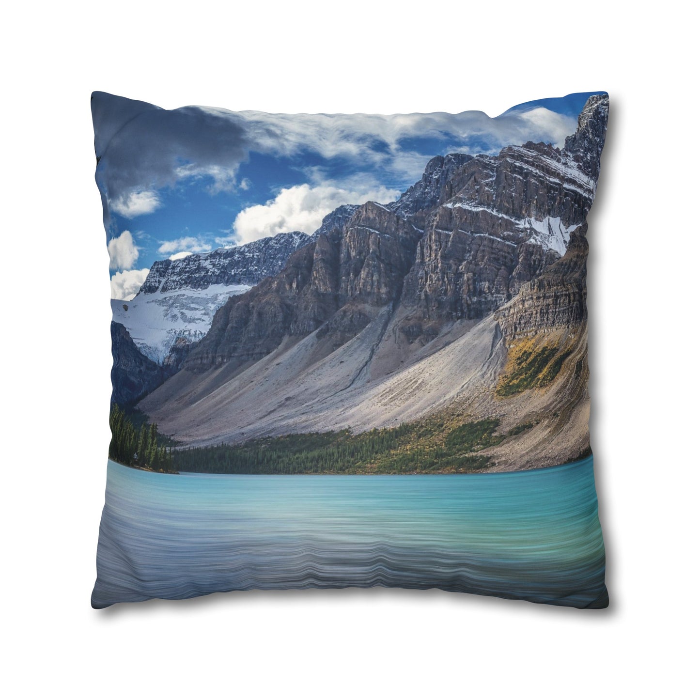 Faux Suede Square Pillowcase with Landscape