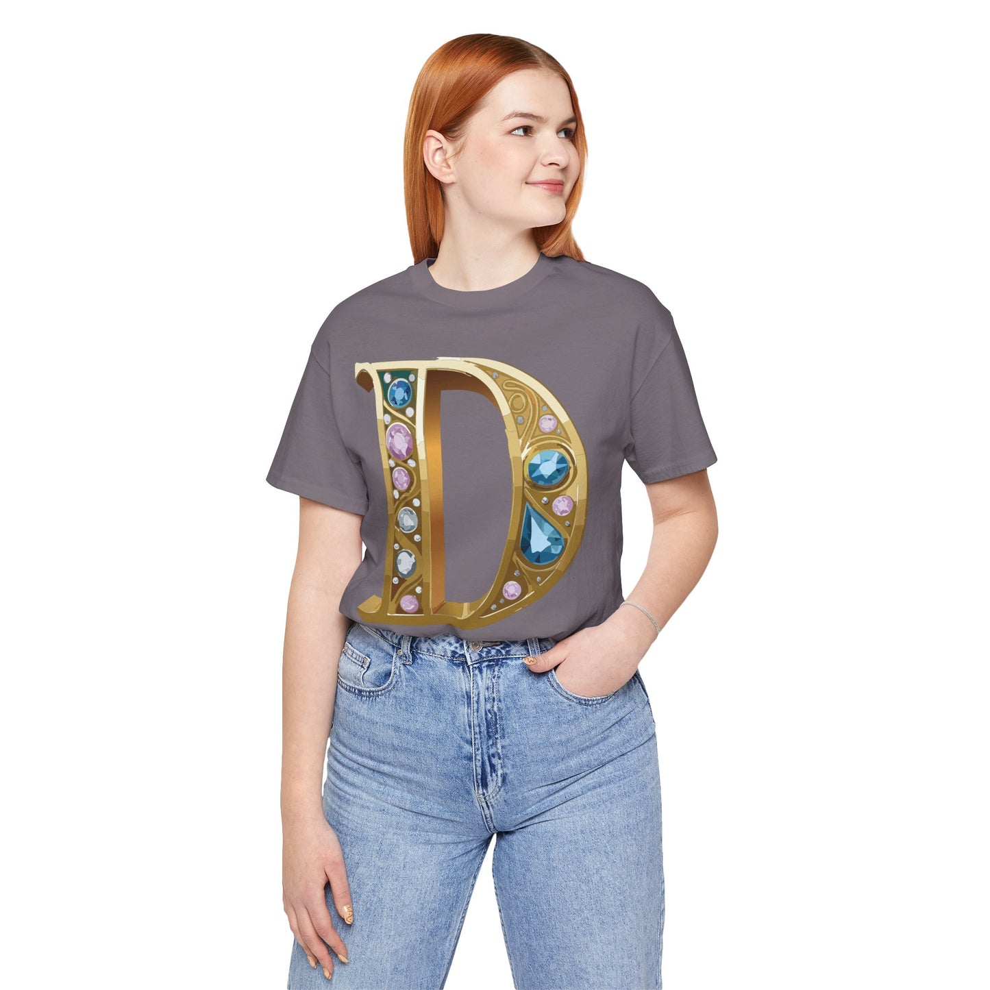 Letter Shirt, Shirt with Letters, Tee Shirt with Gold Letter, Shirt with Antique Letters
