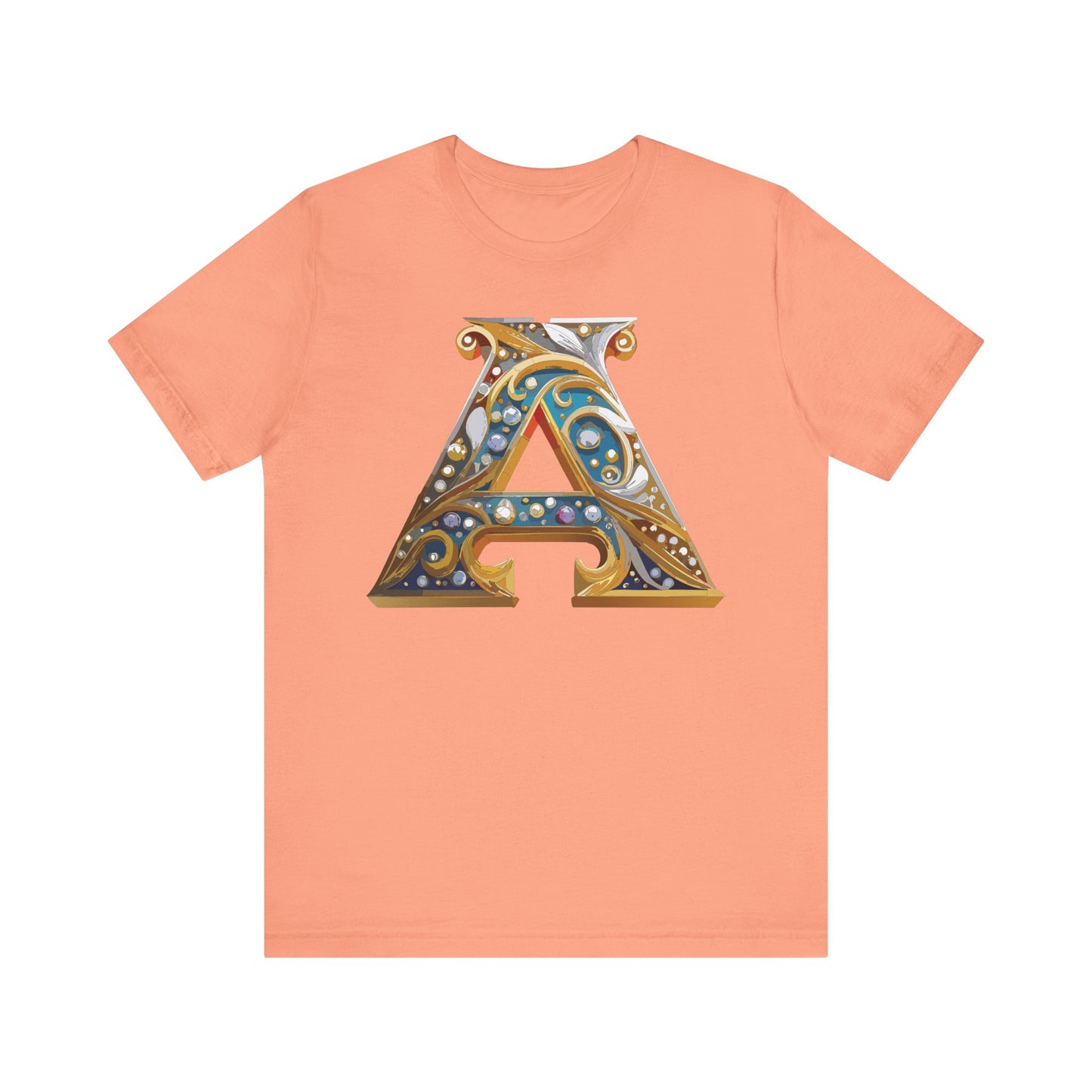 Letter Shirt, Shirt with Letters, Tee Shirt with Gold Letter, Shirt with Antique Letters