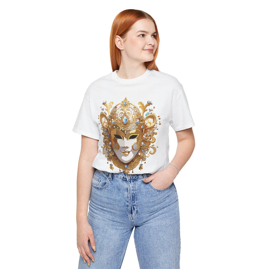 Mask Shirt, Shirt with Mask, Tee Shirt with Gold Face