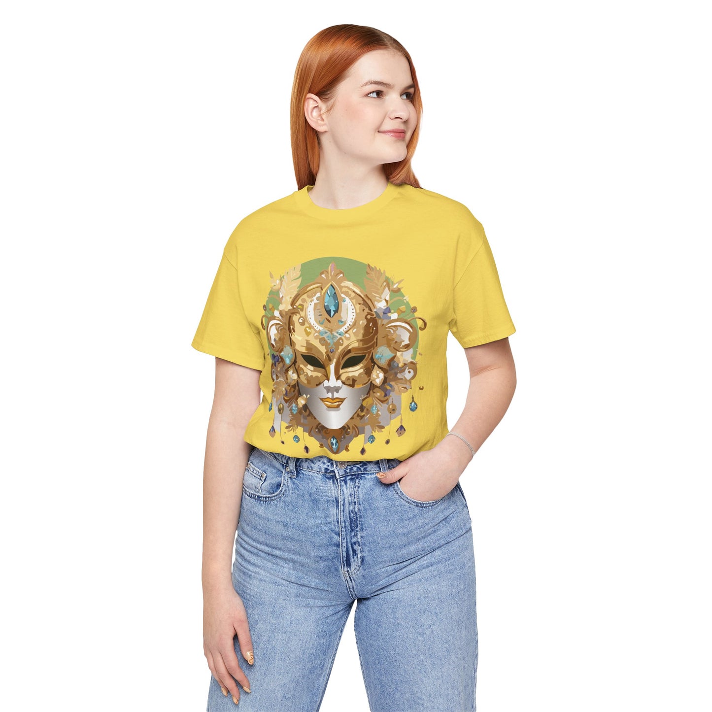 Mask Shirt, Shirt with Mask, Tee Shirt with Gold Face