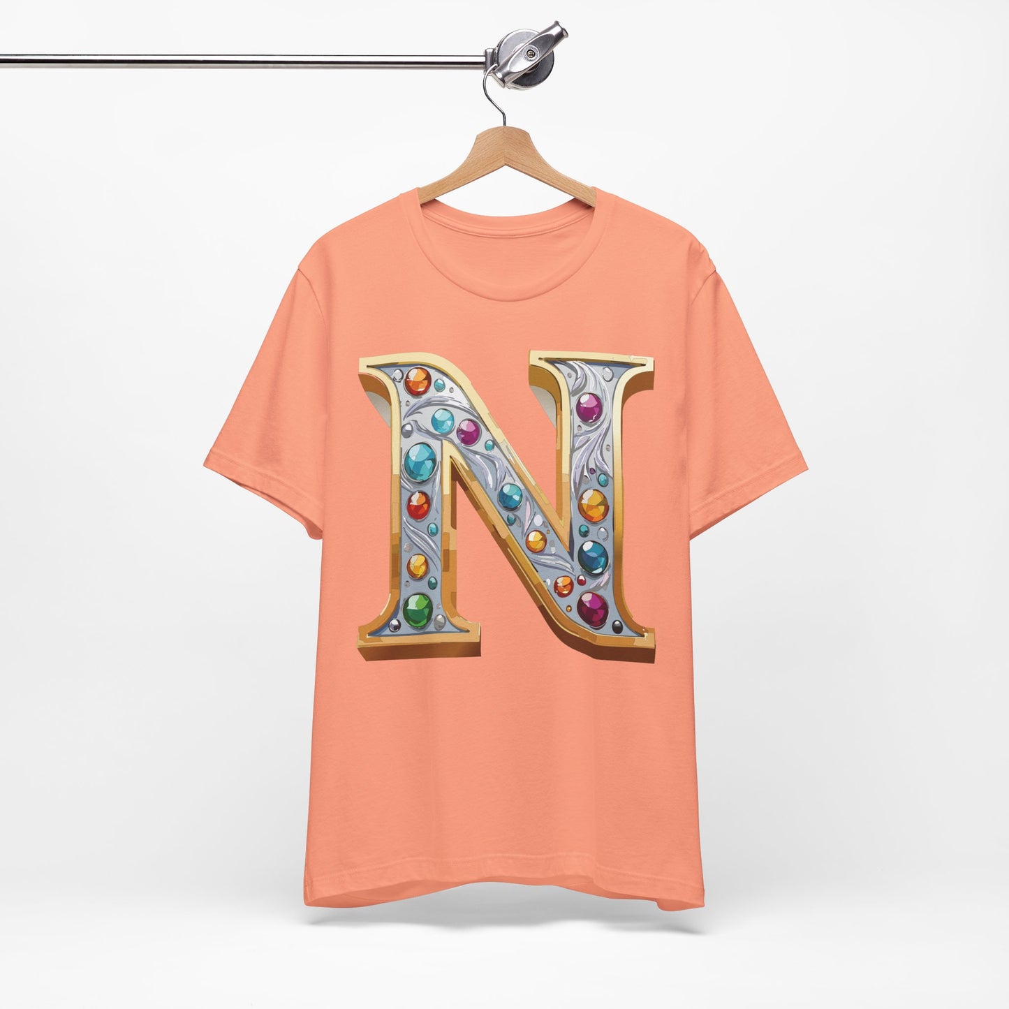 Letter Shirt, Shirt with Letters, Tee Shirt with Gold Letter, Shirt with Antique Letters