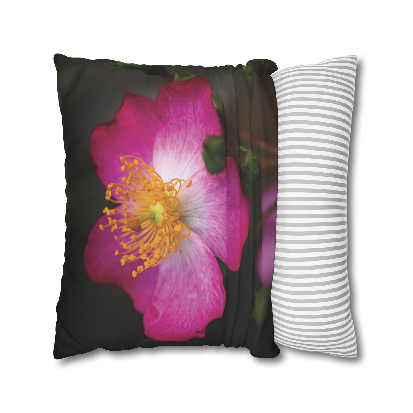 Floral Faux Suede Square Pillowcase