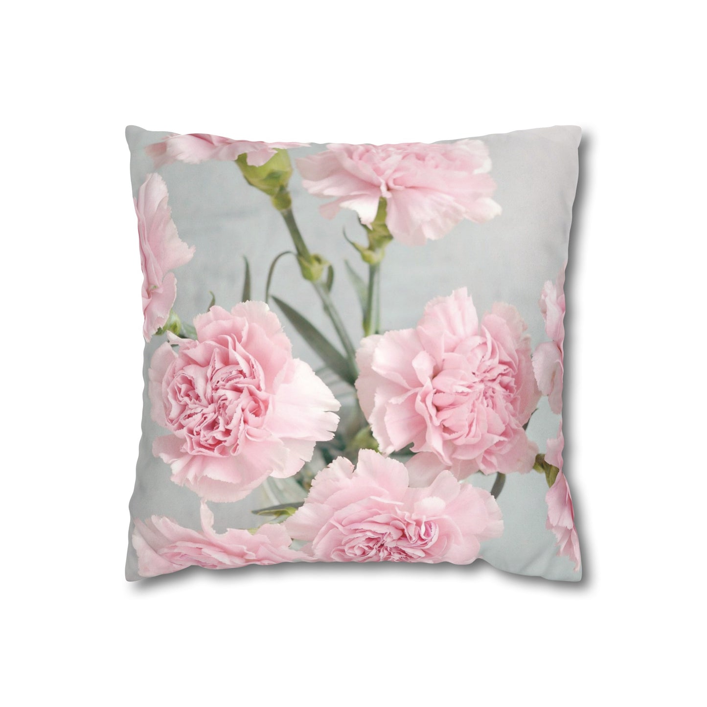 Floral Faux Suede Square Pillowcase