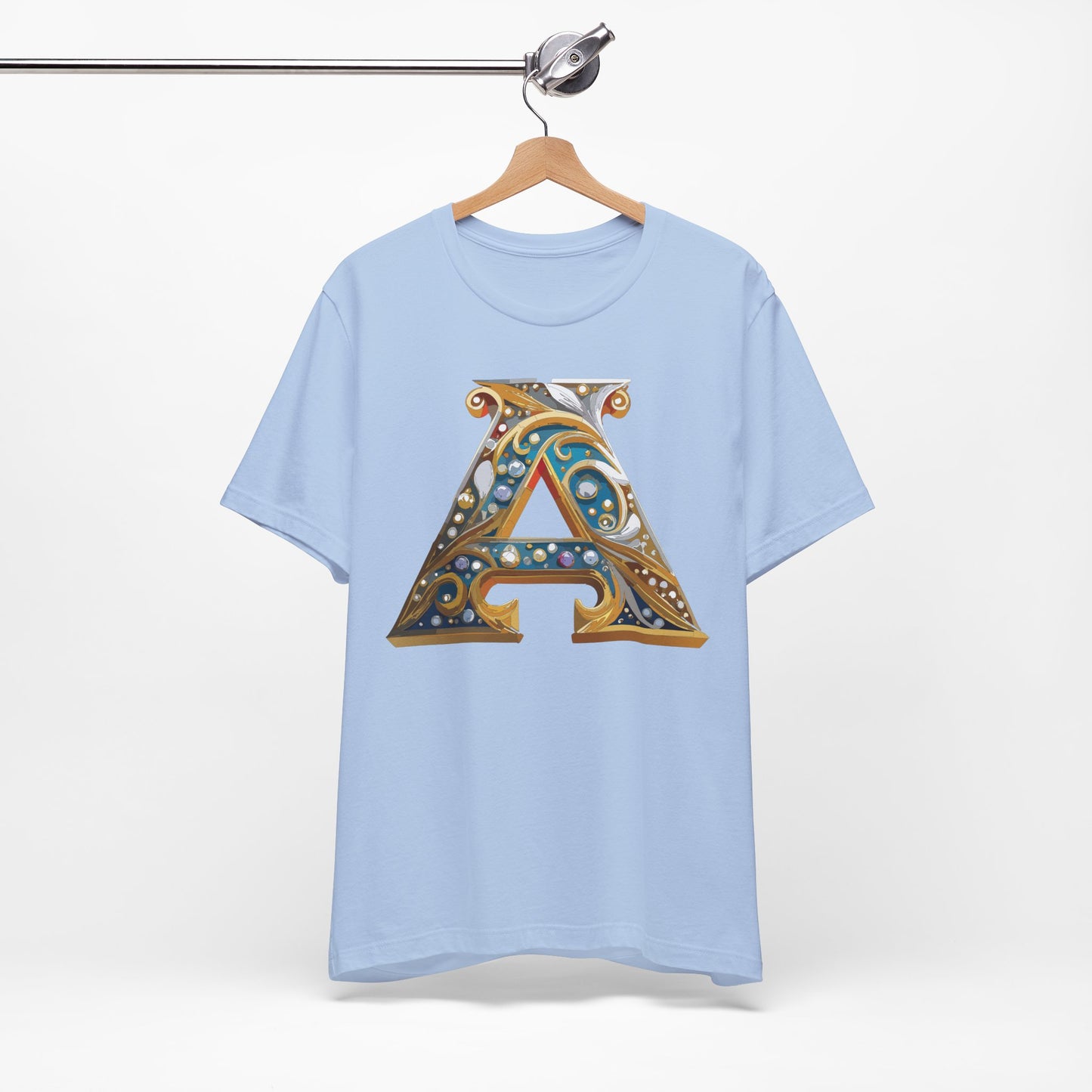 Letter Shirt, Shirt with Letters, Tee Shirt with Gold Letter, Shirt with Antique Letters