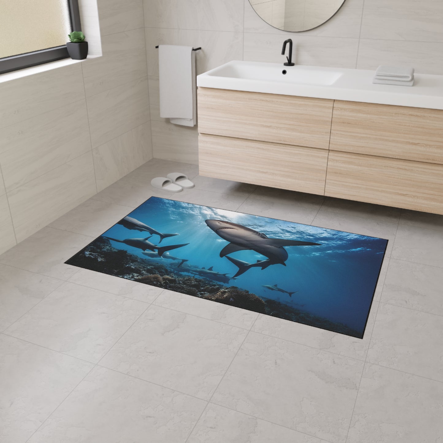 Heavy Duty Floor Mat - Deep Ocean - sharks