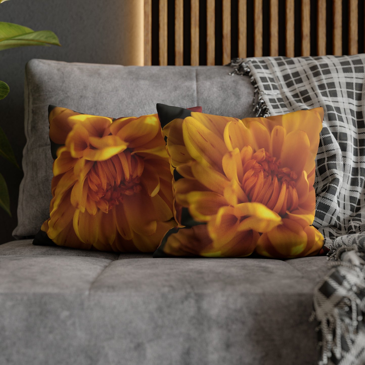 Floral Faux Suede Square Pillowcase