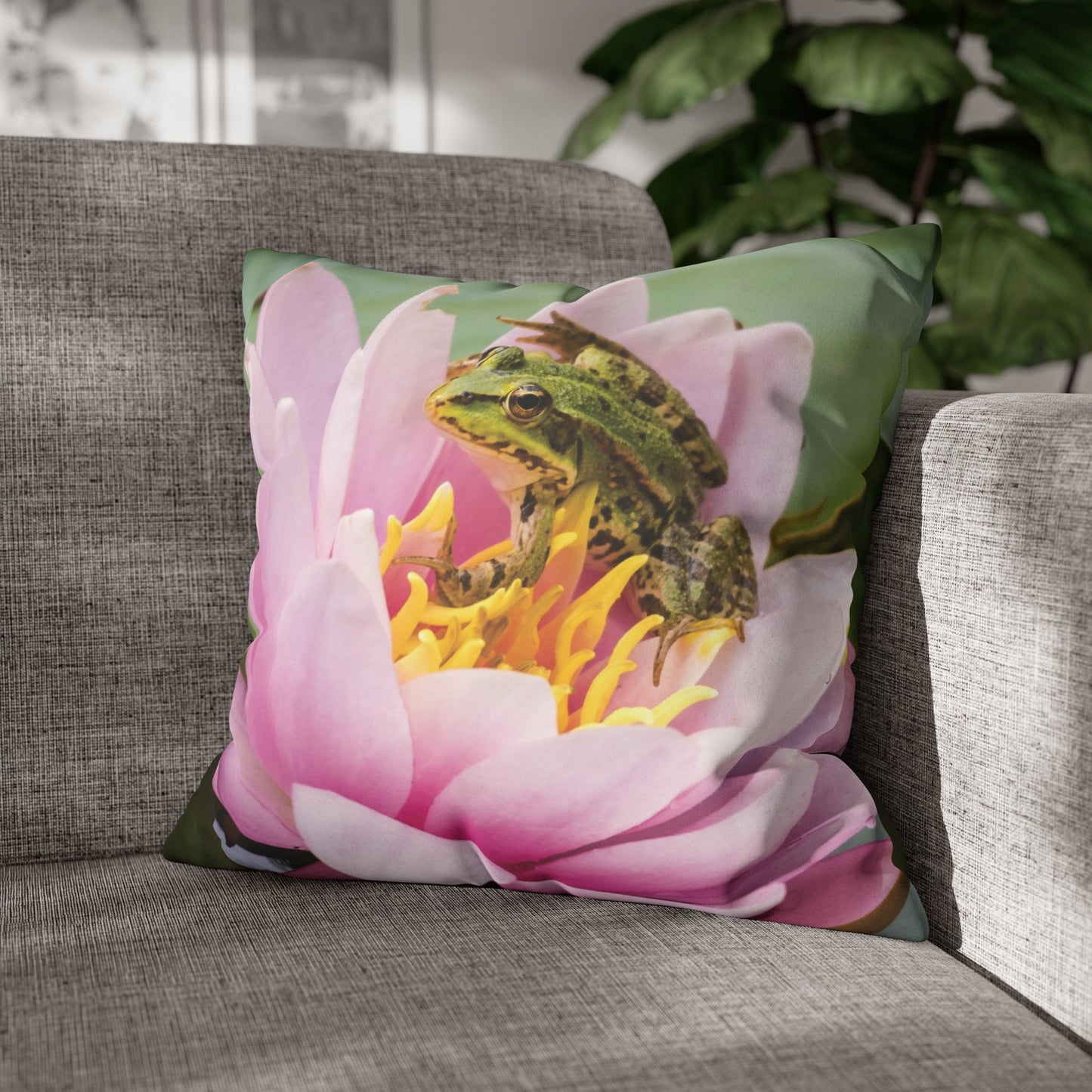 Floral Faux Suede Square Pillowcase