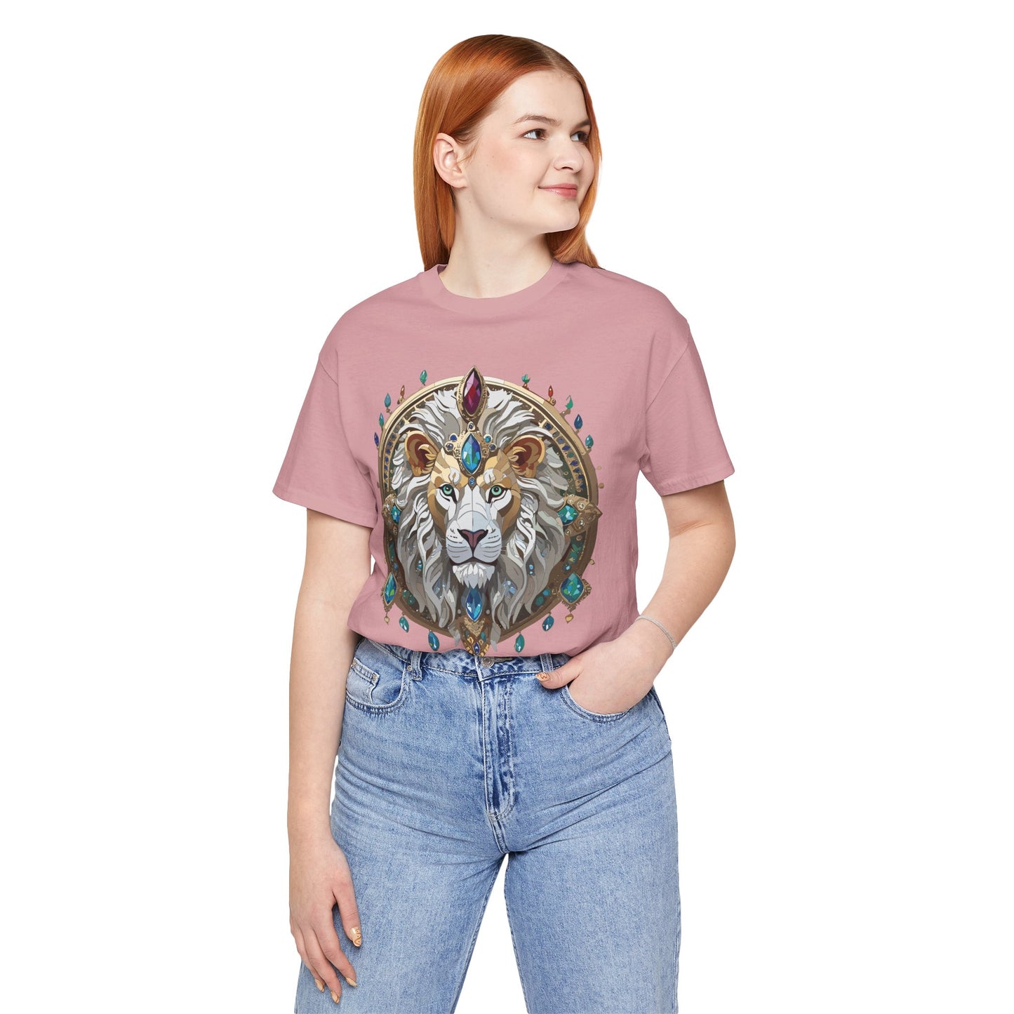 Animal Shirt, Shirt with Animal, Tee Shirt with Gold Animal Medal, Shirt with Antique Animal Medallion