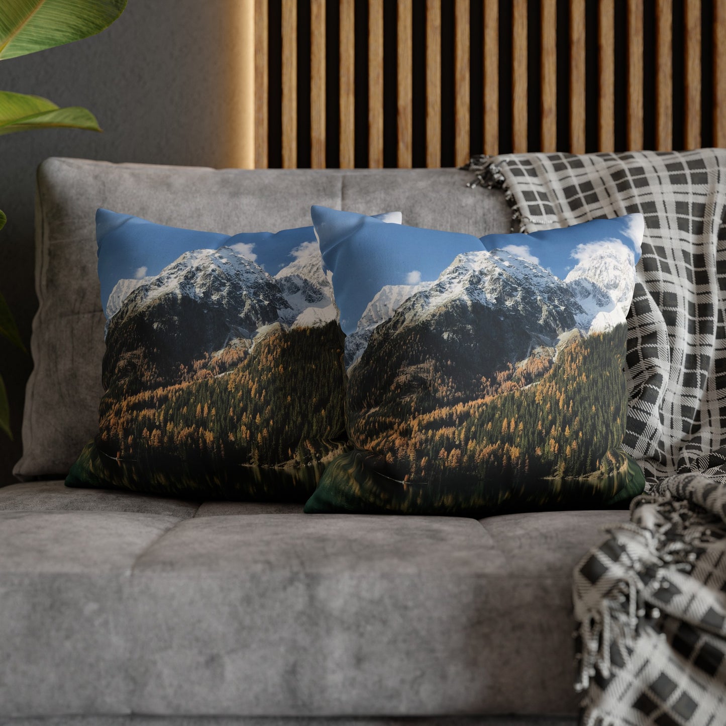 Faux Suede Square Pillowcase with Landscape